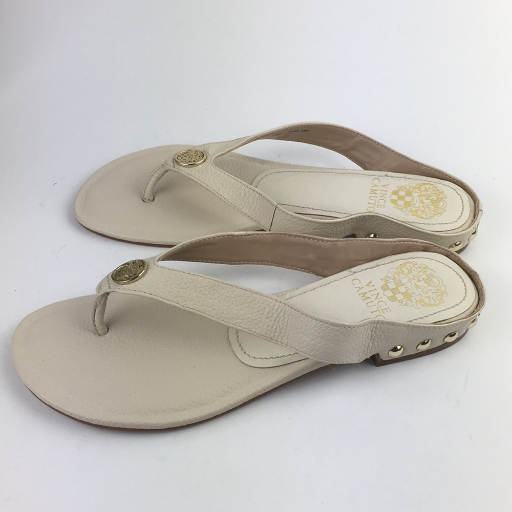 Vince Camuto Gold Heel Studded Leather Sandals